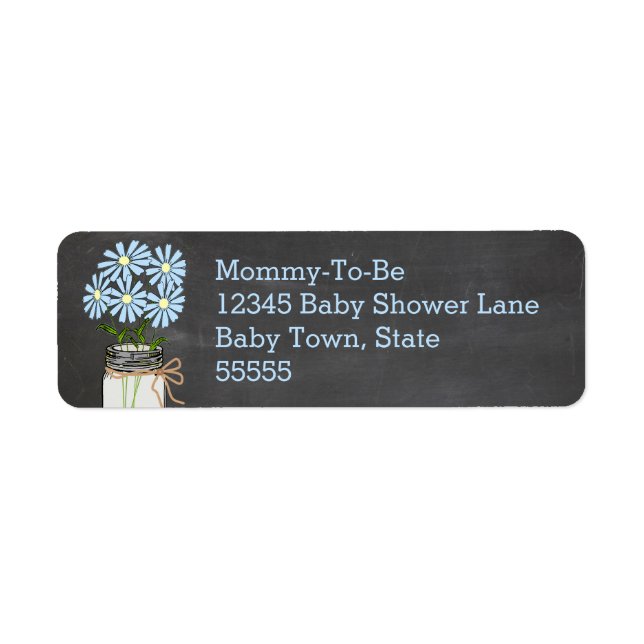 Mason Jar mit Blauen Blumen Chalkboard Look (Vorne)