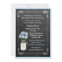 Mason Jar mit Blue Flowers Country Baby Dusche