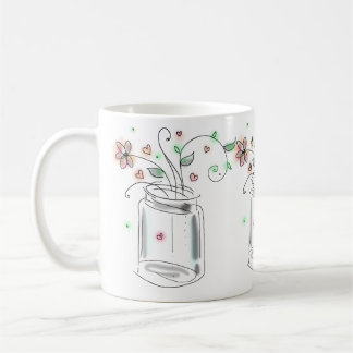 Mason Jar mit Blume Moderne Niedliche Doodle Art Tasse
