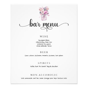Mason Jar mit Blume Wedding Bar Menu Poster
