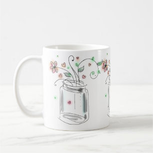 Mason Jar mit Blumen Moderne süße Doodle-Kunst Tasse