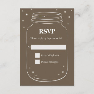 Mason Jar mit Fireflies Wedding RSVP Brown Karte
