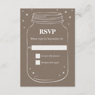 Mason Jar mit Fireflies Wedding RSVP Linen Karte