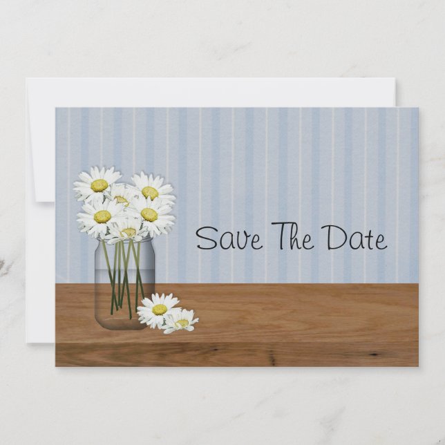 Mason Jar mit Gänseblümchen - Heiratsantrag Save The Date (Vorderseite)