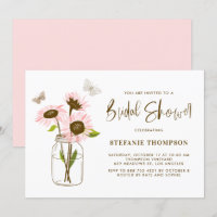 Mason Jar mit Pink Sunflores Brautparty