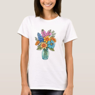 Mason Jar mit schöner Aquarellfarbe Wildblume T-Shirt
