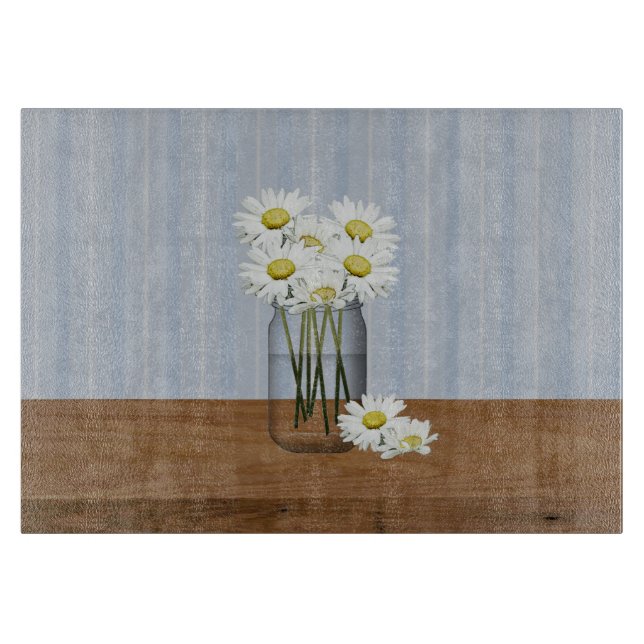 Mason Jar of Daisies Cutting Board Schneidebrett (Vorderseite)