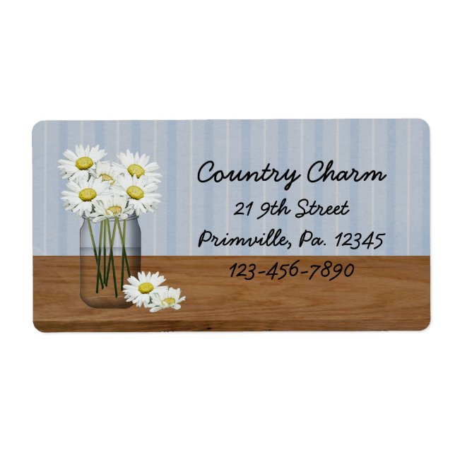 Mason Jar of Daisies Label (Vorne)