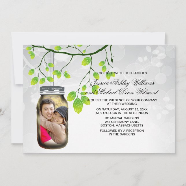Mason Jar Outdoor Hochzeitsvorlage Einladung (Vorderseite)