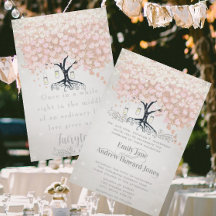 Mason Jar Pale Pink Heart Leaf Tree Wedding