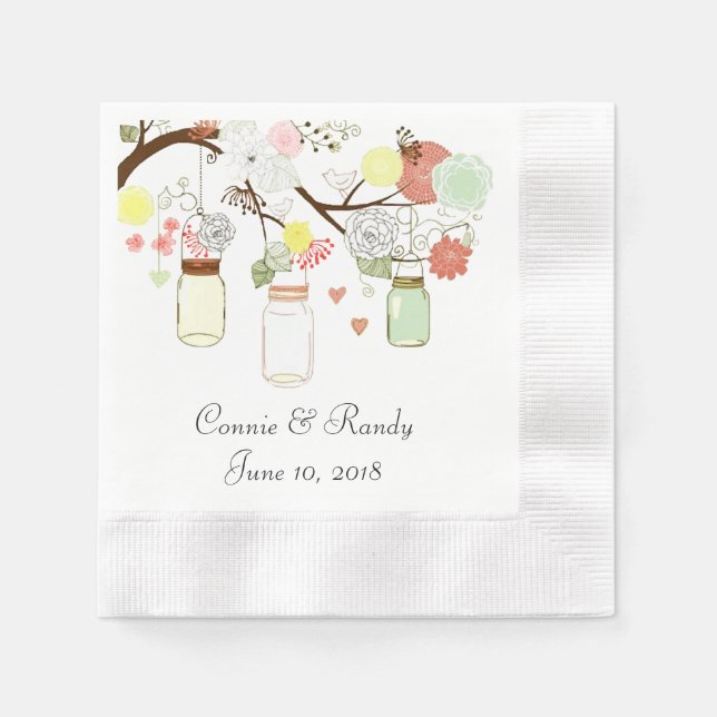 Mason Jar Paper Wedding Napkins Serviette (Vorderseite)