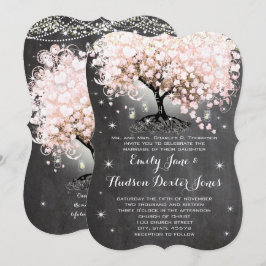 Mason Jar Pink Chalkboard Herz Leaf Tree Einladung