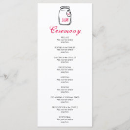 Mason Jar & Pink Heart Wedding Programm