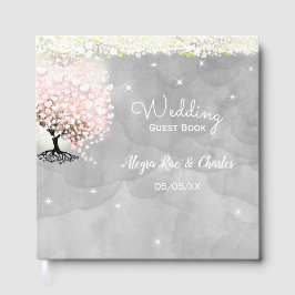 Mason Jar Pink Herzleaf Tree Gray Watercolor Gästebuch