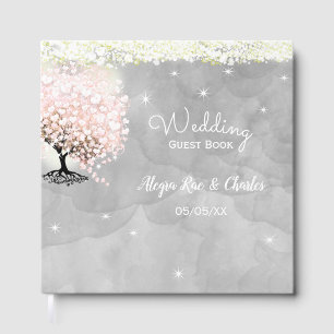 Mason Jar Pink Herzleaf Tree Gray Watercolor Gästebuch