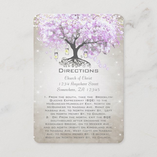 Mason Jar Radiant Lavender Wedding Direction Cards Begleitkarte (Vorderseite)