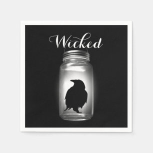 Mason Jar Raven Halloween Napkin Serviette