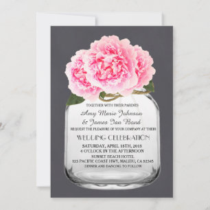 Mason jar rosa Birne Einladung zur Hochzeit Peony4