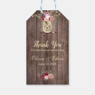 Mason Jar Rose Country Wood Geschenkanhänger