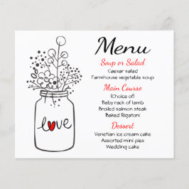 Mason Jar Rust Wedding Menu Schwarz Rote Flora