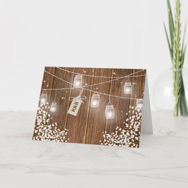 Mason Jar Rustic Babys Abend Empfang Einladung (Vorderseite)