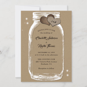 Mason Jar Rustic Country Kraft Papier Hochzeit Einladung