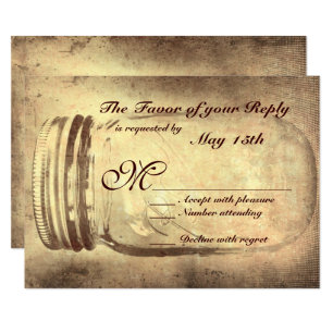Mason Jar Rustic Country Wedding RSVP Cards