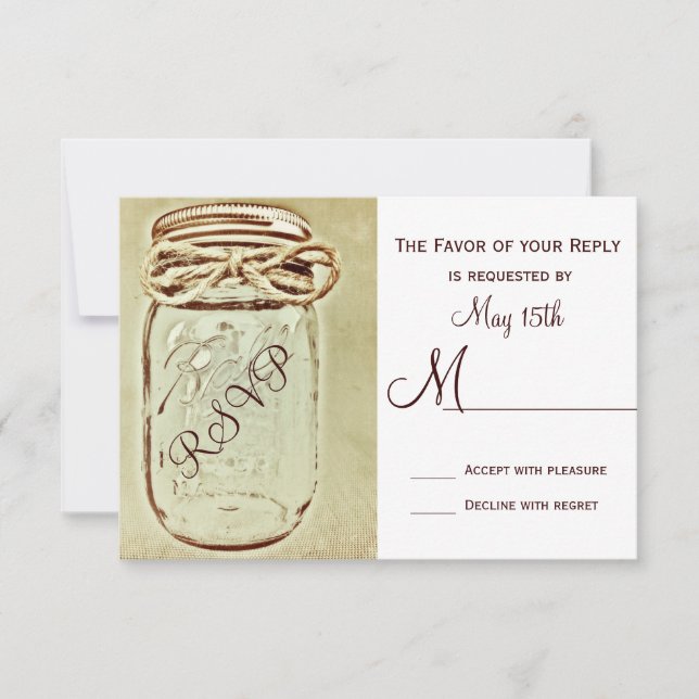 Mason Jar Rustic Country Wedding UAWG Reply Cards RSVP Karte (Vorderseite)
