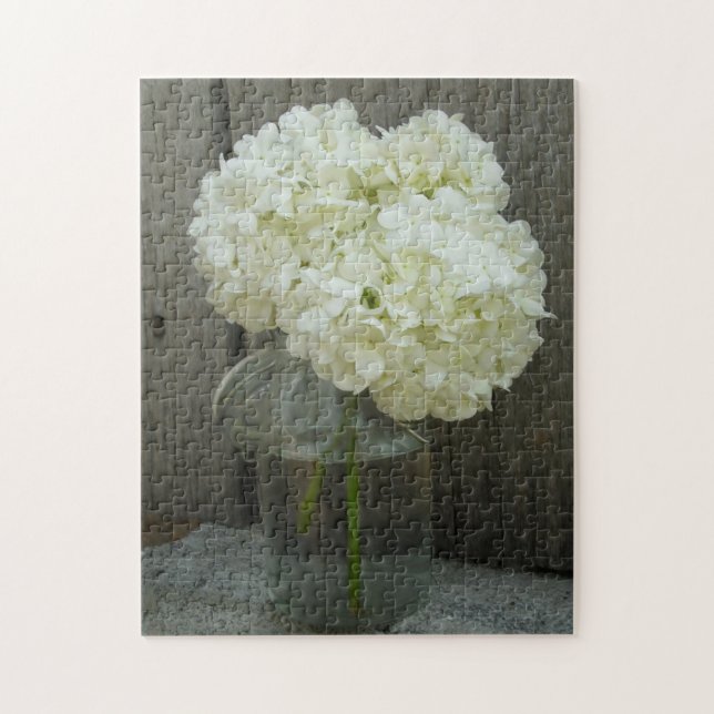 Mason Jar Rustic Hydrangeas Floral Fotografie Puzzle (Vertikal)