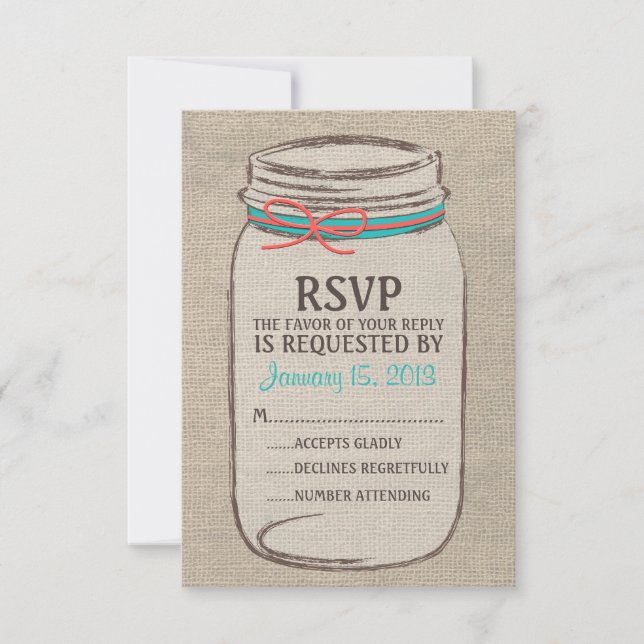 Mason Jar Rustic RSVP Card (Vorderseite)