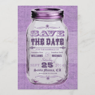 Mason Jar Rustic Vintag Lila Look Save the Date