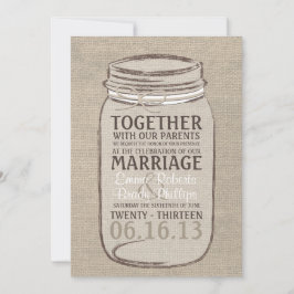 Mason Jar Rustic Weditation - White Beige Einladung