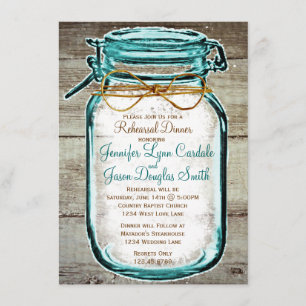 Mason Jar Rustic Wood Probe Dinner Einladungen