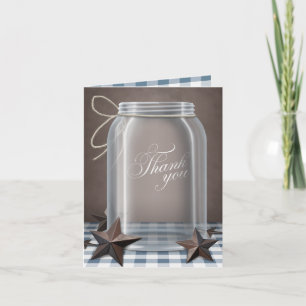 Mason Jar Rustik Sterne Blau Danke Karten