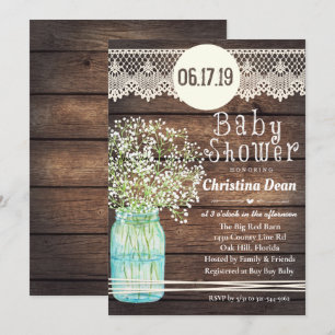 Mason Jar Rustikale Holz Baby Shower Einladung
