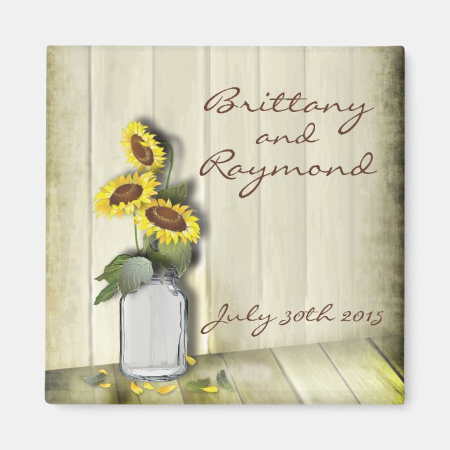 MASON JAR RUSTIKLANG MIT SONNENBLUMEN MAGNET (Vorne)