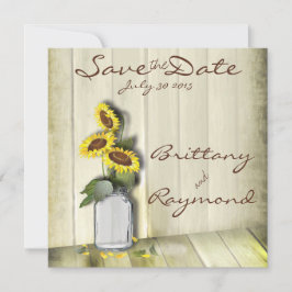 MASON JAR RUSTIKLANG MIT SONNENBLUMEN SAVE THE DATE