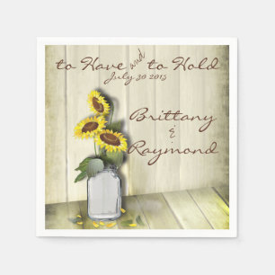 MASON JAR RUSTIKLANG MIT SONNENBLUMEN SERVIETTE