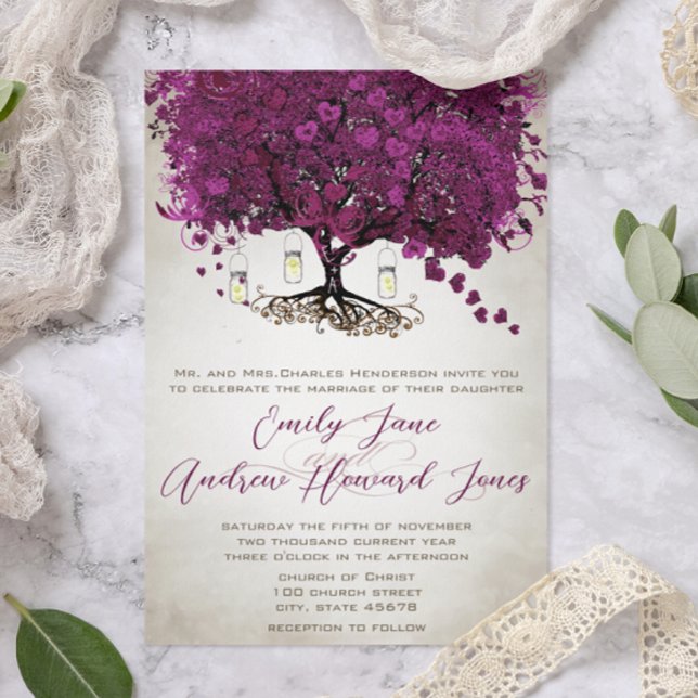 Mason Jar Sangria HerzLeaf Firefly Tree Wedding Einladung (Von Creator hochgeladen)