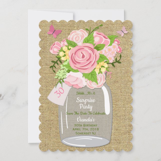 Mason Jar Save the Date Einladung (Vorderseite)