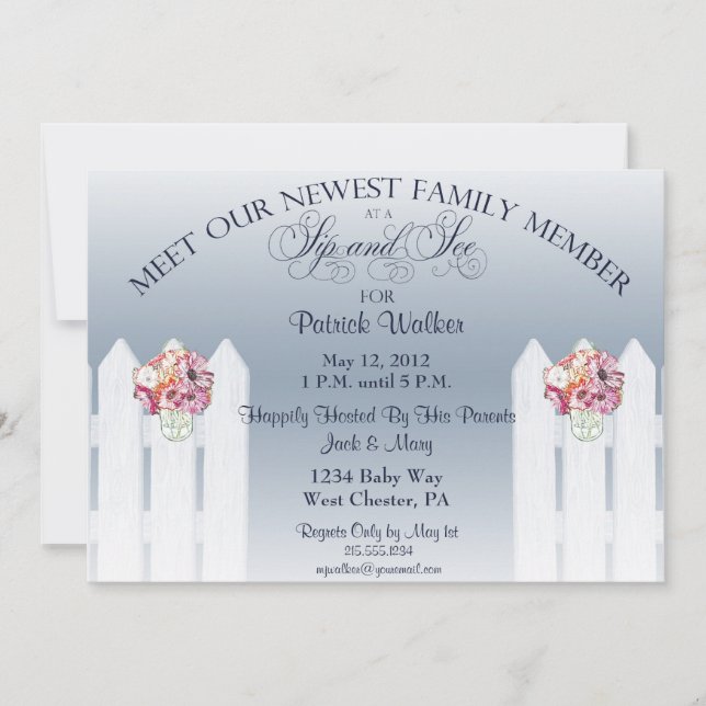 Mason Jar Sip und siehe Einladung (Vorderseite)