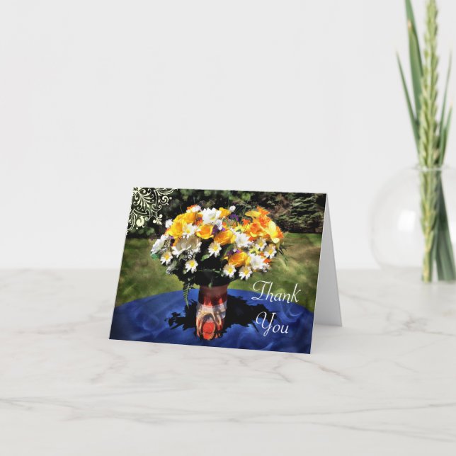 Mason Jar Sommer Floral Bouquet Vielen Dank Dankeskarte (Vorderseite)