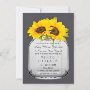 Mason jar Sonnenblume Chalkboard Hochzeitseinladun Einladung