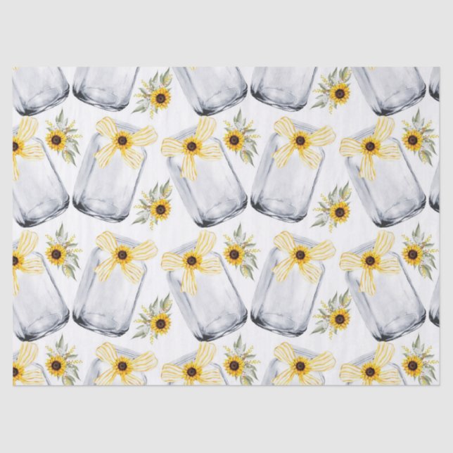 Mason Jar Sonnenblume Rustikales Blume Gewebepapie Seidenpapier (Vorderseite)