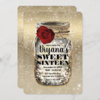 Mason Jar Sparkle Lights & Rote Rose Sweet 16