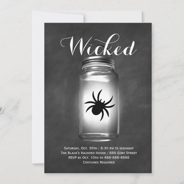 Mason Jar Spider Halloween Einladung (Vorderseite)
