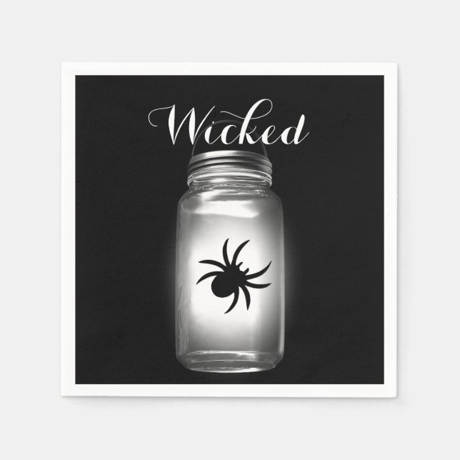 Mason Jar Spider Halloween Napkin Serviette (Vorderseite)
