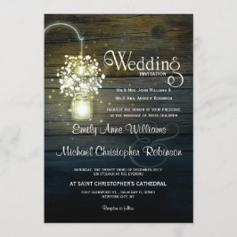 Mason Jar strahlt Lichter blühende rustikale Hochz Einladung