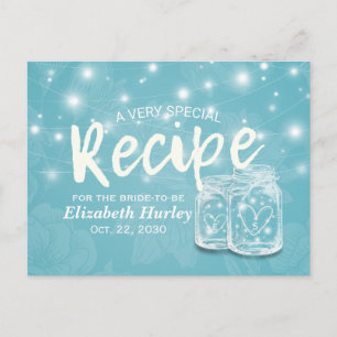 Mason Jar String Light Floral Brautparty Rezept Einladungspostkarte