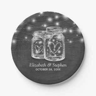 Mason Jar String Lights Chalkboard Polterabend Pappteller